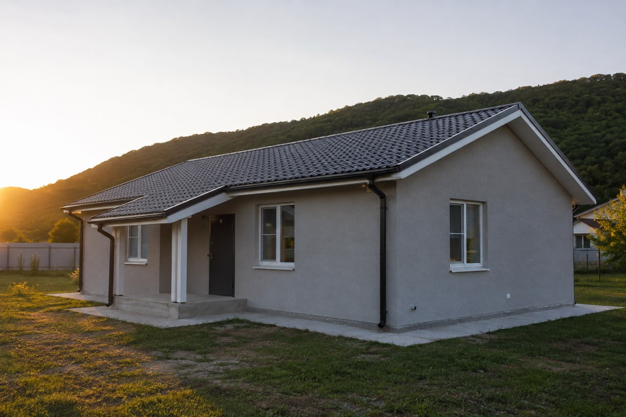 Одноэтажный из газоблока, 90 м²